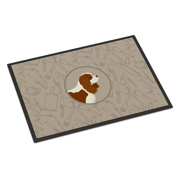 Carolines Treasures 24 x 36 in. Cavalier Spaniel in the Kitchen Indoor or Outdoor Mat CK2176JMAT - main